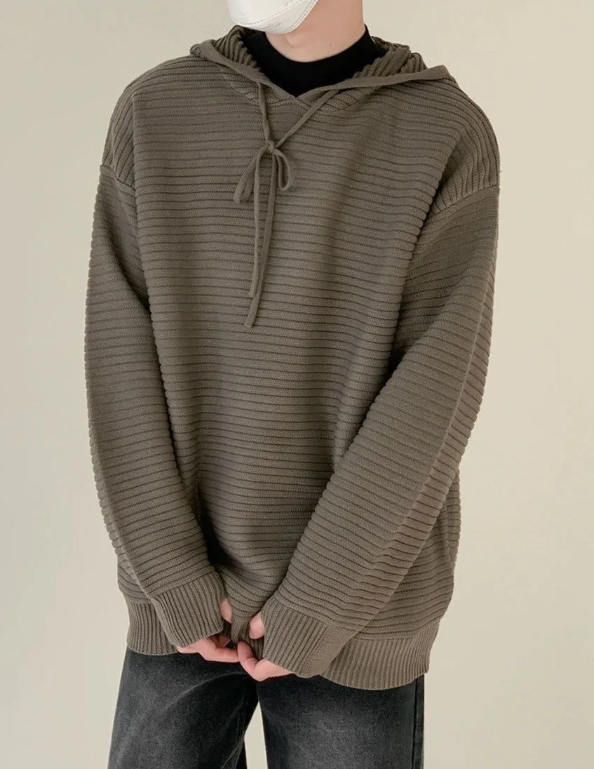 Zhou Drawstring Hoodie Striped Sweater